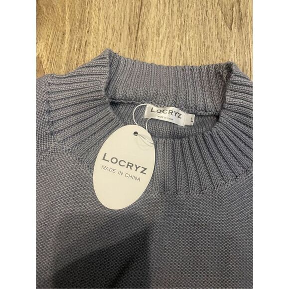 Locryz Large Grey Sweater Cut Out Shoulders New - Picture 3 of 6